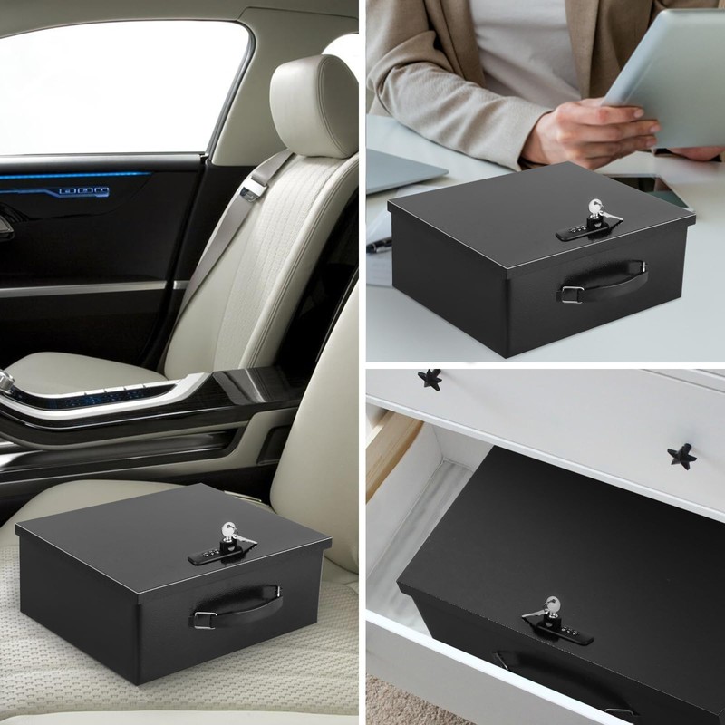 Dalmbox Portable Metal Safe Box with Dual Combination and Key
