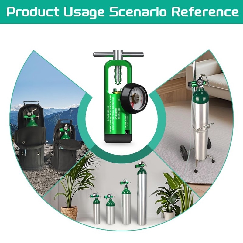 Oxygen Regulator for Oxygen Tank CGA870 Connection, Adjustable Flow 0-15