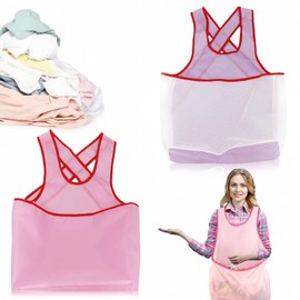 DHSWNNG 2 Stück Wäscheschürze mit Beutel, Wäschetrocknungsschürze Oxford-Tuch Wäsche Schürze Trockenschürze Wasserdicht Wäschekittel mit Tasche für Tragbarer Organizer