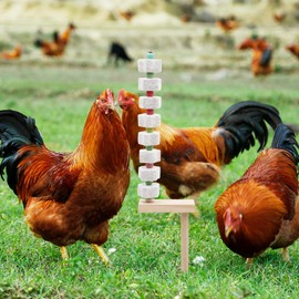 Dnoifne 2 Pack Chicken Chewing Toy, Chick Beak Grinding Calcium Stone with Wood Stake, Chicken Cage Accessories, Cage Toys for Cockatiel Parakeet Parrot Budgies Rat Hamster Rabbit Bunny African Grey