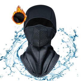 Pyrafox All Weather Balaclava: Waterproof, Thermal Hood & Fleece Face Mask, #41 Black (Waterproof)