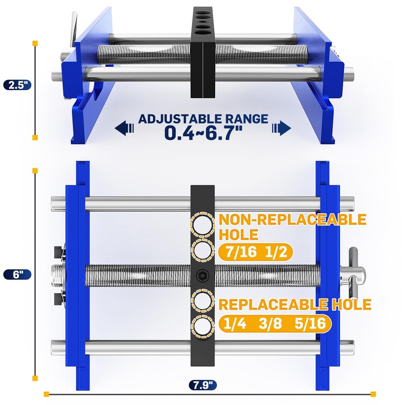 BLEKOO Upgraded 6.7 inch Self Centering Doweling Jig Kit (Blue),