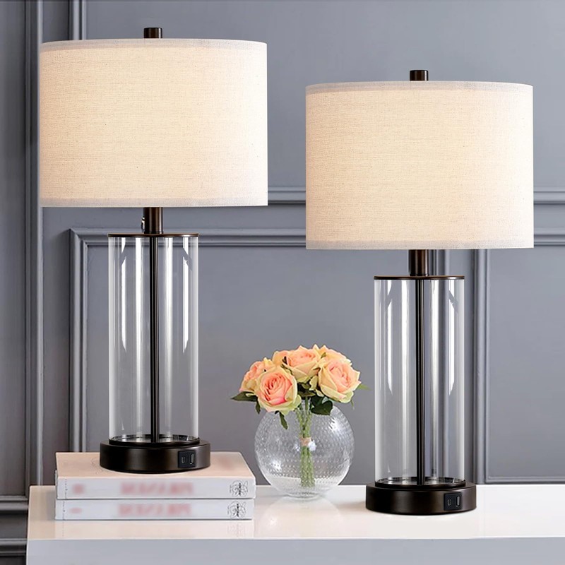 Kyrid 23.5'' Glass Table Lamp Set of 2 for Living