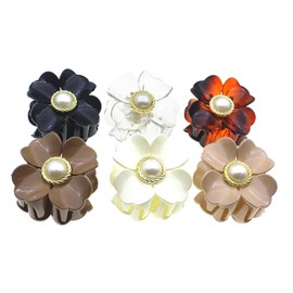 BIUDECO 6Pcs Non Slip Flower Hair Claw Clips for All Hair Types Versatile Ponytail Holder for Bathing Makeup and Daily Use for Women