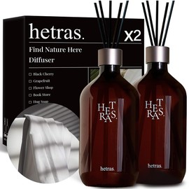 hetras Premium Reed Diffuser Set 16.9 fl.oz. 2 Pack | White Shirt - Clean Linen Scent | Long-Lasting Luxury Fragrance with 10 Reed Sticks for Home & Office | Gifts for Loved One