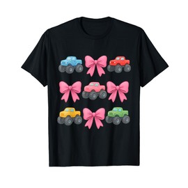 Cute Truck Monster Pink Bow Kawaii Girl Design T-Shirt