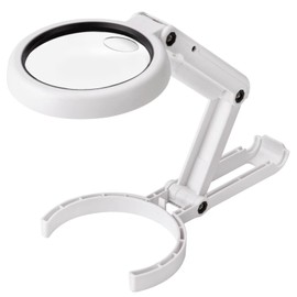 NUSKON Lámpara LED de Lupa Plegable con Base, Lupa de Escritorio LED con 8 Luces LED, Lámpara de Lupa Iluminada por LED Plegable para Lectura Inspección Soldadura Costura Reparación y Hobby