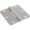 Squeak-Proof 1/4" Round Corner Satin Nickel Door Hinge (3-1/2") -