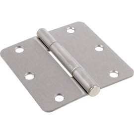 Squeak-Proof 1/4" Round Corner Satin Nickel Door Hinge (3-1/2") - Pack of 3 Hinges