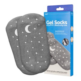 Lindo Gel Socks - Moisturizing Care, Infused with jojoba oil, lavender essential oil, and Vitamin E (Gray)