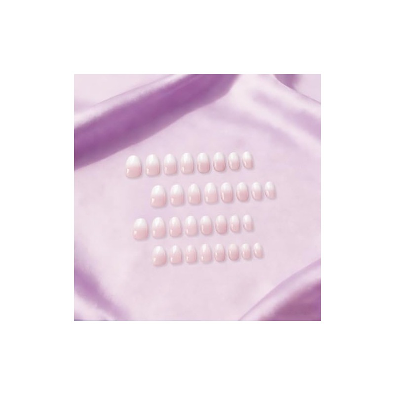 Uñas postizas Ombre cortas ovaladas, 32 piezas, 16 tamaños, uñas
