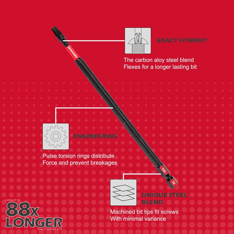 GEINXURN 10Pack Impact Tough #25 Torx 6 in. Insert Driver