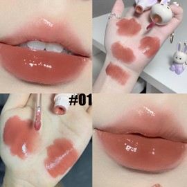 3Psc Rabbit Lip Gloss Keyring,Moisturising Sparkling Jelly Lip Gloss,Crystal Lip Tint Korean Chinese Makeup, Hydrating Sweet Lip Glaze Set,Cute Lipgloss Set For Girls