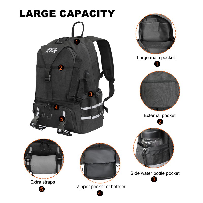 JLDTOP Motorcycle Helmet Backpack Waterproof Oxford Motorcycle Backpack with Helmet