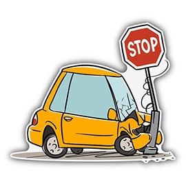 JJH Inc Magnet Car Crash Stop Cartoon Sign Flexible Vinyl Magnet Waterproof Car Magnetic Bumper Sticker 5"