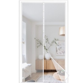 Jarolift Fly Screen Magnetic Curtain for Doors, Various Sizes And Colours Available No Drilling Necessary, white