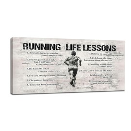 Running Sports Wall Art for Living Room - Large Size Life Lessons Decor Sign - Retro Canvas Prints Inspirational Pictures Painting Artwork - Home Decoration for Master Bedroom 60"X30"