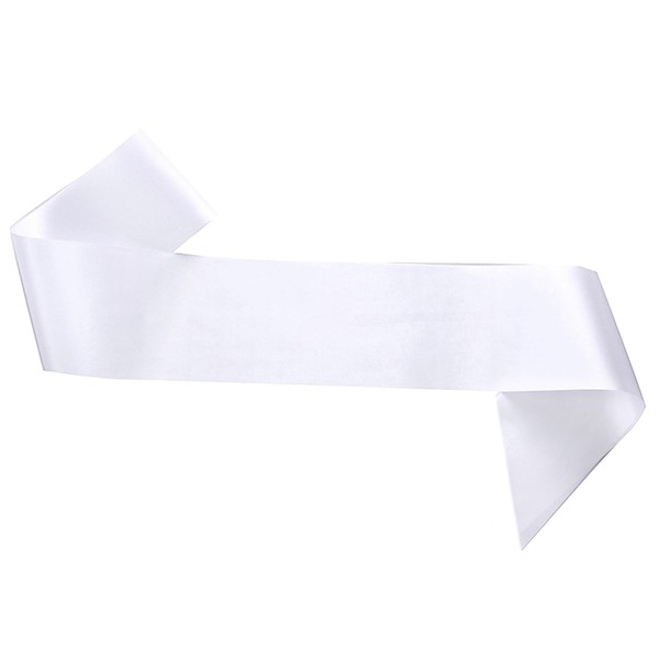 White Blank Satin Sashes - Hen Night Party Sashes, DIY Plain Pageant Sash for Women Girls Homecoming Pageants Parades, Wedding, Birthday Personalized Decorations