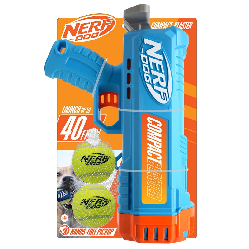 Nerf Dog Compact Ball Blaster Gift Set, Includes 2.5-Inch Non-Squeaker