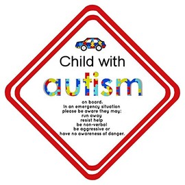 Child With Autism On Board Emergency Instructions Car Window Sign