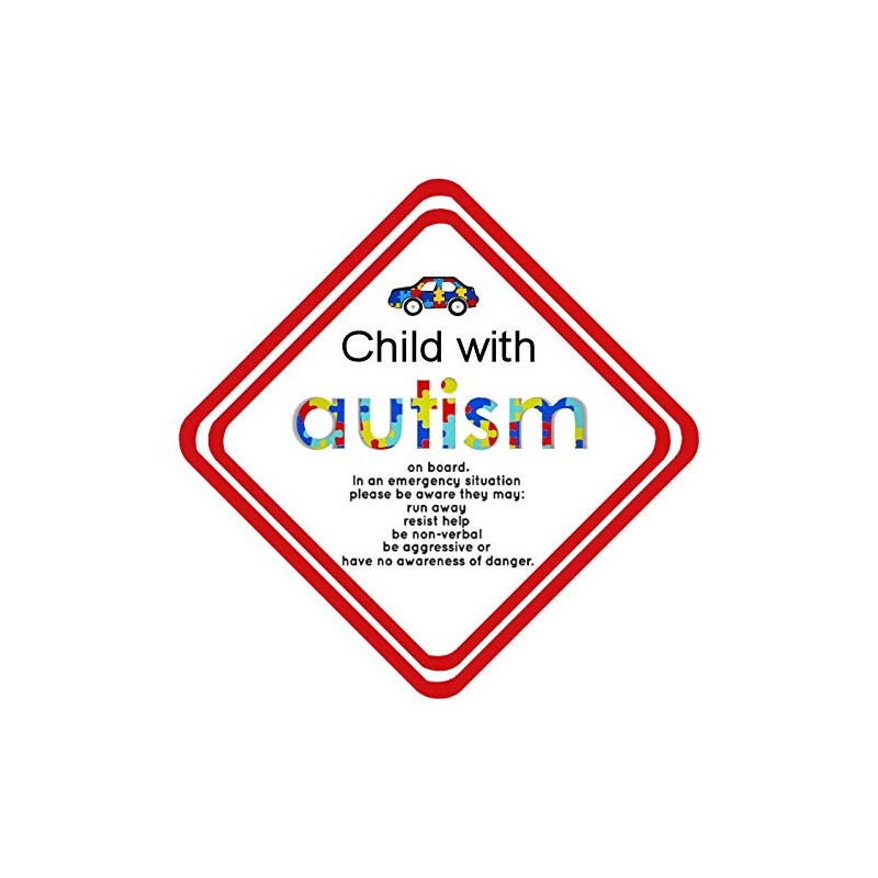 Child With Autism On Board Emergency Instructions Car Window Sign