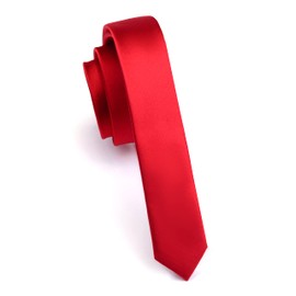 Gusleson Solid Red Tie Wedding Skinny Ties For Men Silk Slim Necktie (UK0803-01)