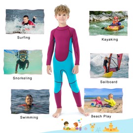 REALON Kids Full Wetsuit Toddler Boys Girls and Youth 2.5mm 3mm Neoprene Child Wet Suit Back Zipper Thermal Swimsuits for Diving Surfing Swimming Water Sprot