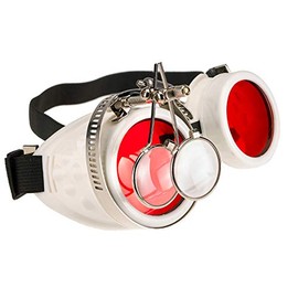 4sold Loupes Steampunk Antique Copper Cyber Goggles, Rave, Goth, Vintage, Victorian Sunglasses, Includes Free Sunglasses Lens and Additional Stickers -