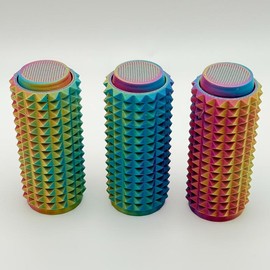 Spiky Fidget Clicker - Anxiety Reducing Tactile Relief - 3D Printed Multi Color - Budget Friendly - High Quality - Stress Relaxation Stick Solution - United States Made - Perfect Gift:_Rainbow Burst_Quiet + Smooth