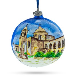 Mission San Jose, San Antonio, Texas Glass Ball Christmas Ornament 4 Inches