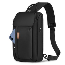 RAINSMORE Bolso para Hombre Antirrobo Mochila Cruzada Impermeable y Ligera Bolso de Pecho Grande Bandolera Hombre Sling Bag para Caminar,Viajar, Actividades al Aire Libre