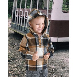 Kucnuzki Toddler Baby Boy Clothes 12-18 Months Boy Clothes Plaid Hoodies Long Sleeve Sweatshirt+Grey Long Pants 2Pcs Outfits Baby Boy Stuff Gifts Set