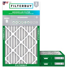 Filterbuy 16x25x2 Air Filter MERV 8 Dust Defense (3-Pack), Pleated HVAC AC Furnace Air Filters Replacement (Actual Size: 15.50 x 24.50 x 1.75 Inches)
