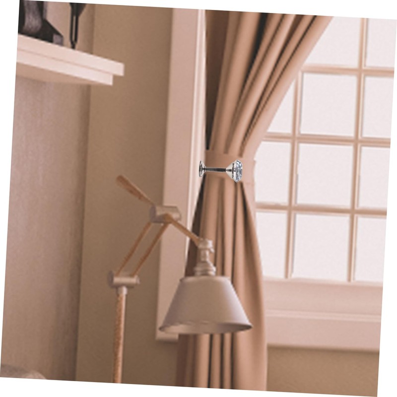 GRIRIW 2pcs Elegant Silver Diamond Curtain Tiebacks Drapery Hooks for