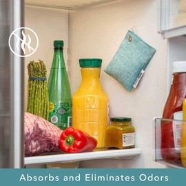 MOSO NATURAL: The Original Air Purifying Bag for Fridge and Freezer. Unscented, Chemical-Free Odor Eliminator. More Powerful Than Baking Soda. (Blue)