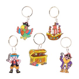 Baker Ross FE269 Shrinking Pirate Keychains - 8 Pieces Keychains for Crafts to Colour, Make and Display, Make Your Own for Kids