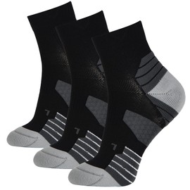 LIN PERFORMANCE 3 Pairs Compression Sock for Men and Women Sport Running Athletic Socks (Black, 9-11)