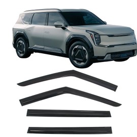 IKON MOTORSPORTS Tape on Window Visors Compatible with 2024-2026 Kia EV9, Mugen Style Acrylic Somke Rain Guards, Side Window Wind Deflectors 4PCS