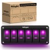 Nilight 6 Gang Rocker Switch Panel with Purple LED Light