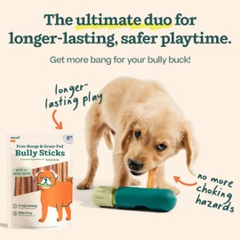 WOOF BullySafe and Bully Sticks - Nutritious Chew Sticks for Dogs and Bully Stick Holder for Safe, Long-Lasting Play - No More Swallowed Ends - 6" Sticks - 10 Pack