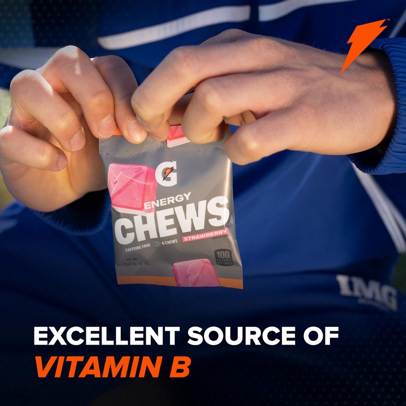 Gatorade Energy Chews, Fruit Punch, Caffeine Free, B12,100 Calorie Pouches,