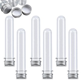 Ginhkok Test Tubes with Aluminum Cap, 1.4 fl oz (40 ml), Clear PET, Set of 6, Laboratory Sample Picking, Small Storage Containers, Plant Specimen Storage, Fragrance Storage Container