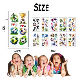 SEGXN 10 Sheets Temporary Tattoo for Kids, Football Waterproof Paper Tattoo Stickers, for Teens Boys and Girls Arm Face Transfer Tattoos,for Kids Birthday Party Gifts Party Bag Fillers (Football)