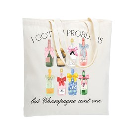 WZJHCL Champagne Tote Bag Lover Drinker Gift Bachelorette Party Prensent Bridal Shower Alcohol Problems, 99 Problems Tote, Large