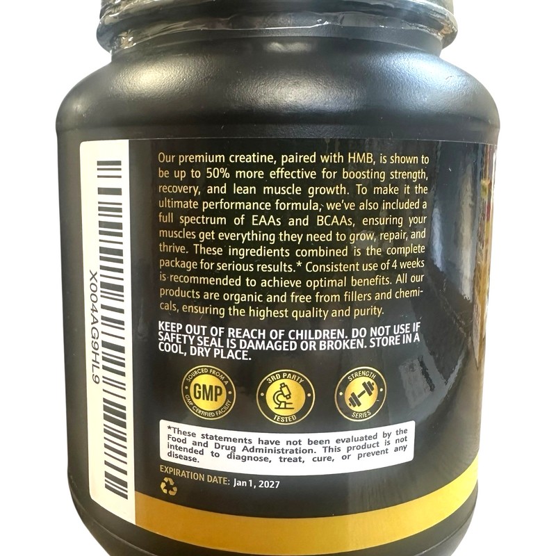 Earth Elixir Creatine HMB Supplement w/Essential Amino Acids Powder |