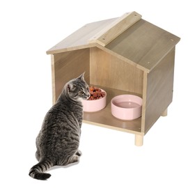BALAPET Outdoor Cat Feeder & Shelter - Waterproof Cat House for Outdoor Feeding Station, Perfect for Feral Cats, Birds, Rabbits, Cats & Dogs