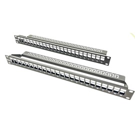 Metamas Lab 2 Pack Rackmount or Wall Mount 1U 24 Port Keystone Patch Panel with Cable Management and Support Bar (19-inch Blank Patch Panel for Keystone Jacks/Keystone Panel)