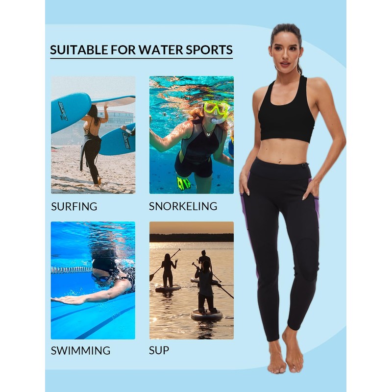 Lemorecn Wetsuit Pants Women 2mm Neoprene for Swimming Canoeing Snorkeling