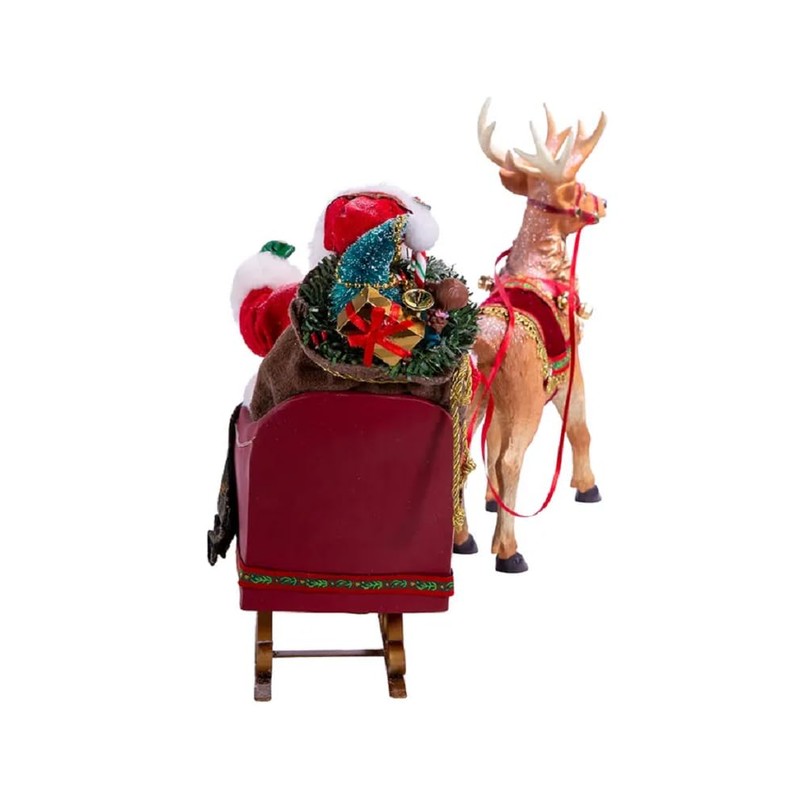 Kurt Adler Fabriché 10-Inch Santa in Sleigh with Deer Tablepiece
