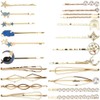 SOFPLATE 21 Styles 22Pcs Gold Star Hair Pins Bobby Pin Set Small Alloy Metal Pearl Cat Moon Barrettes Elegant Hairpin Headwear Styling Tools Hair Pin Clip Bulk for Women Party Wedding Daily Supply
